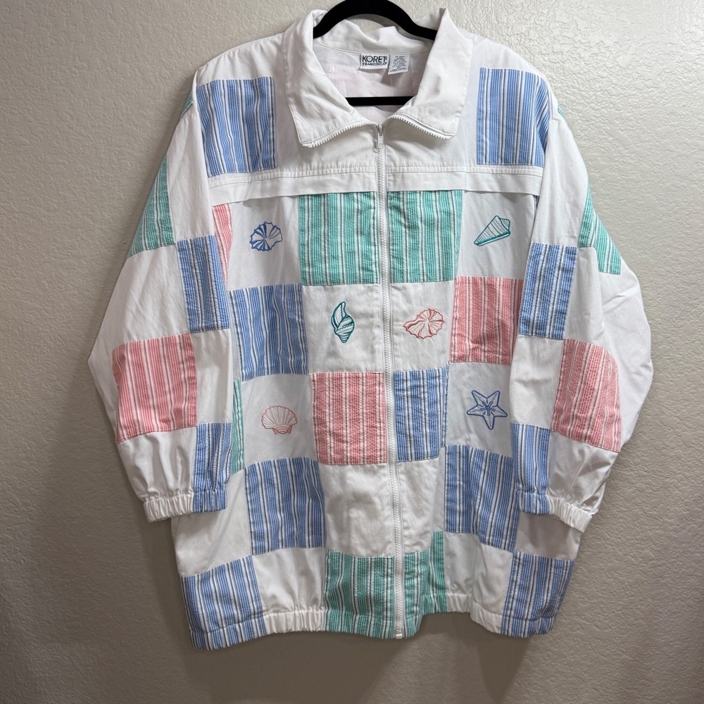 Vintage Koret Francisca | Womens 2X Jacket | Patchwork Coastal Grandmother Beach